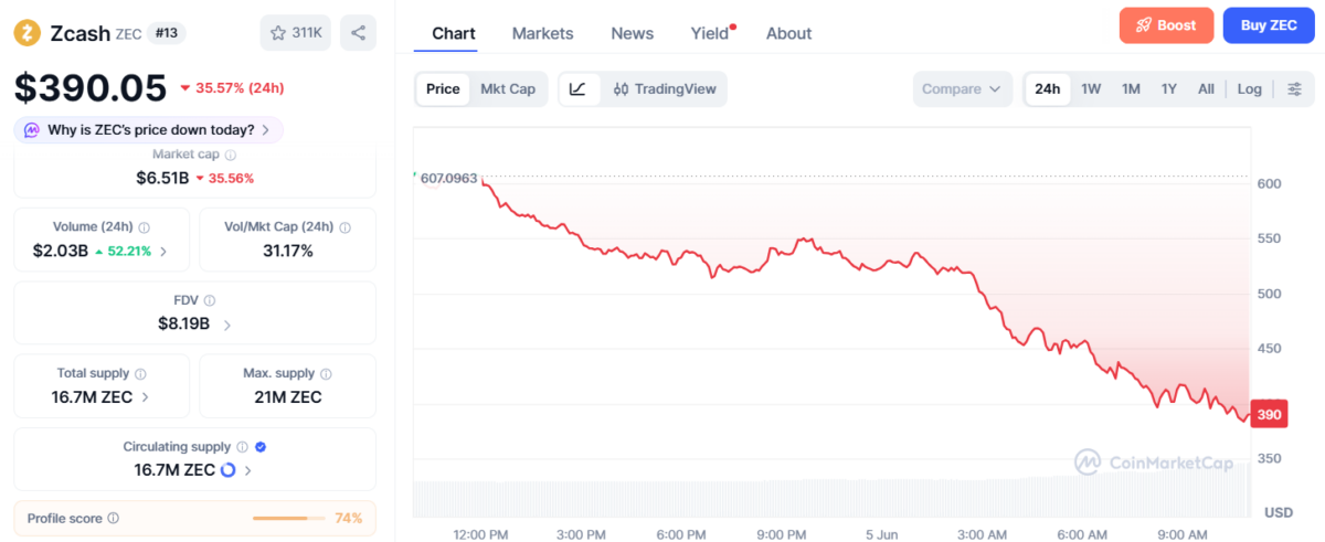 Zcash Tumbles on Orchard Vulnerability Fear While Monero Trends as Top Privacy Competitor