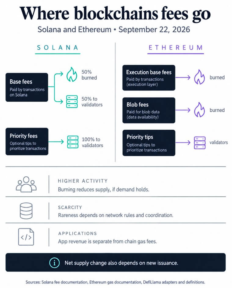 Solana flips Ethereum in fees, while ETH holds the burn lead 1 Solana and Ethereum show where blockchain fees go